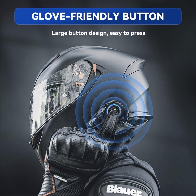LEXIN G2P Motorcycle Helmet Bluetooth Headset, Group Intercom Communication Systems, FM Radio/ 6 Shells/Universal Pairing/Private Talk/Noise Cancellation, Fit for Snowmobile/ATV, 2 Pack - Image 3